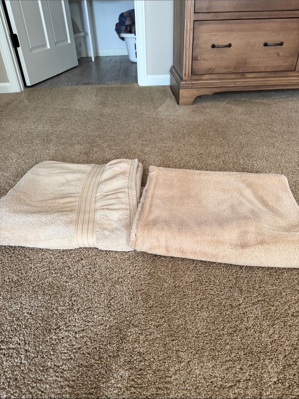 Plush Beige Bath Towels - Set of 2